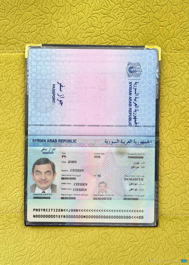 Download Syria passport 2022 present photolook Photoshop template